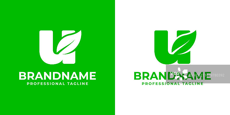 字母U叶子标志，适用于商业相关图片素材