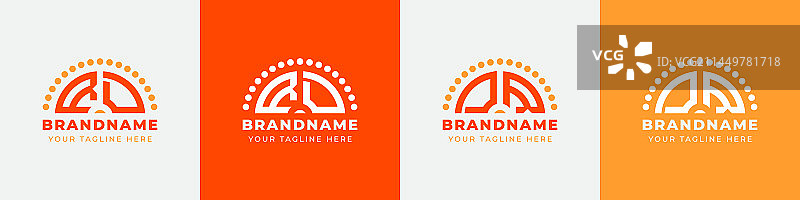 字母DR和RD日出logo组合图片素材