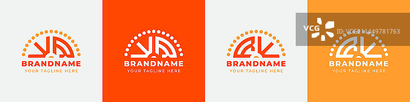 字母RW和WR日出标志套装图片素材