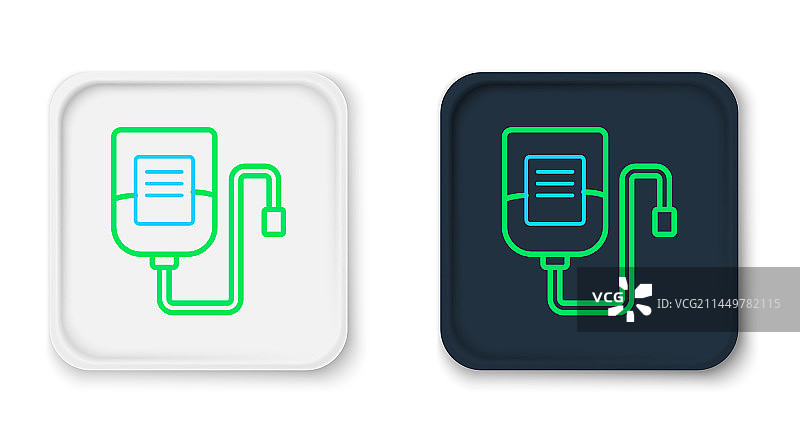 白色背景上的线条静脉输液袋隔离图标图片素材