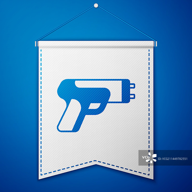 蓝色背景上的蓝色警用电击枪图标图片素材