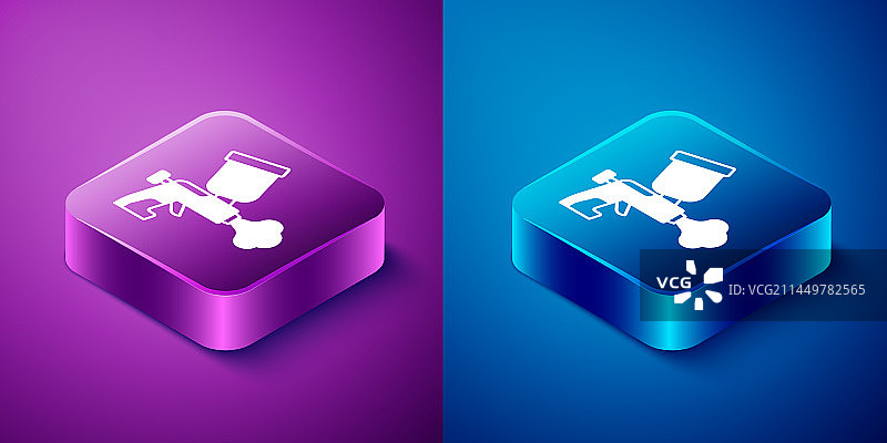 2.5D蓝色背景的喷漆枪图标图片素材