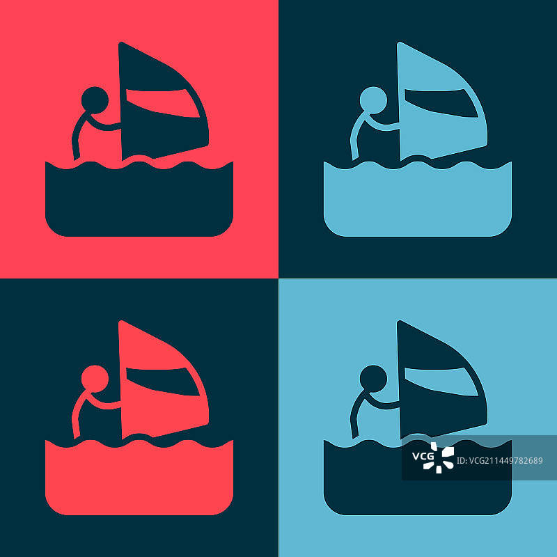 波普艺术帆板运动图标图片素材