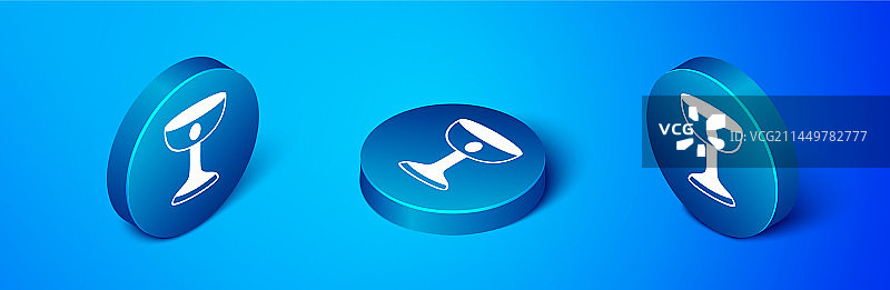 2.5D基督教圣餐杯图标（蓝色背景）图片素材