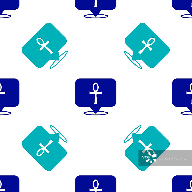 蓝色十字安卡图标无缝图案图片素材