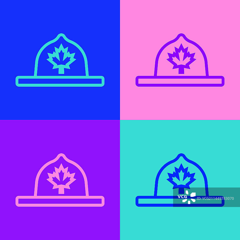 波普艺术风格加拿大游骑兵帽子制服线条图标图片素材