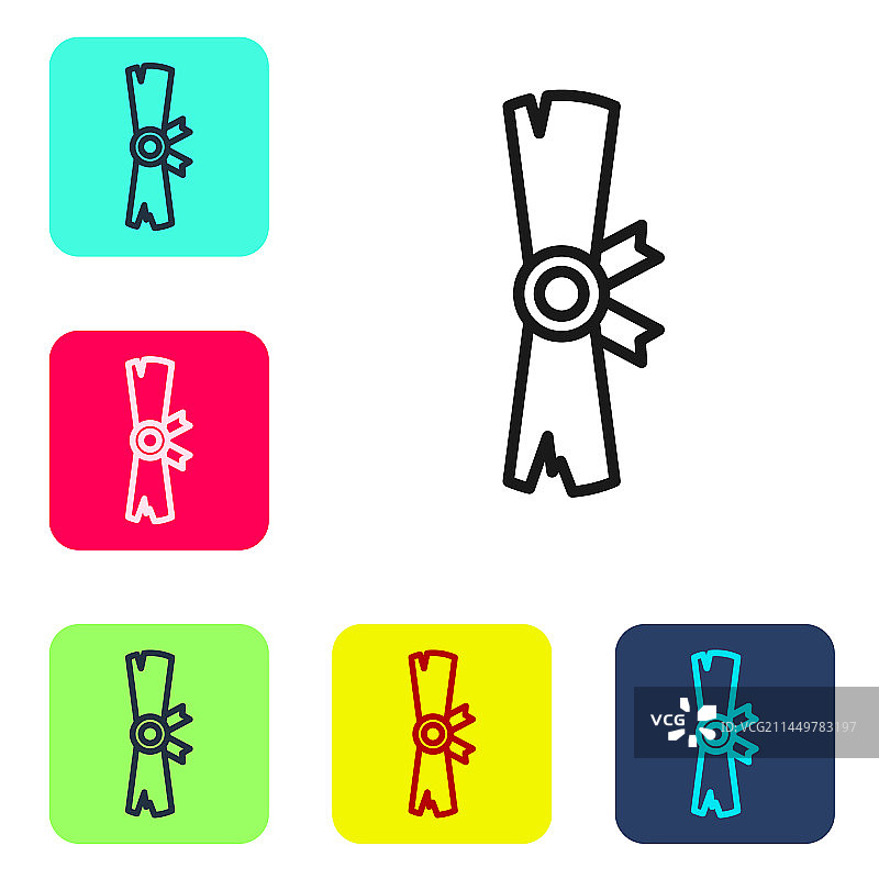 黑色线条的古代纸莎草卷轴图标图片素材