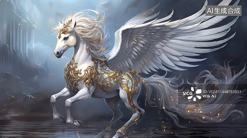【AI数字艺术】神圣天马，天马星座图片素材