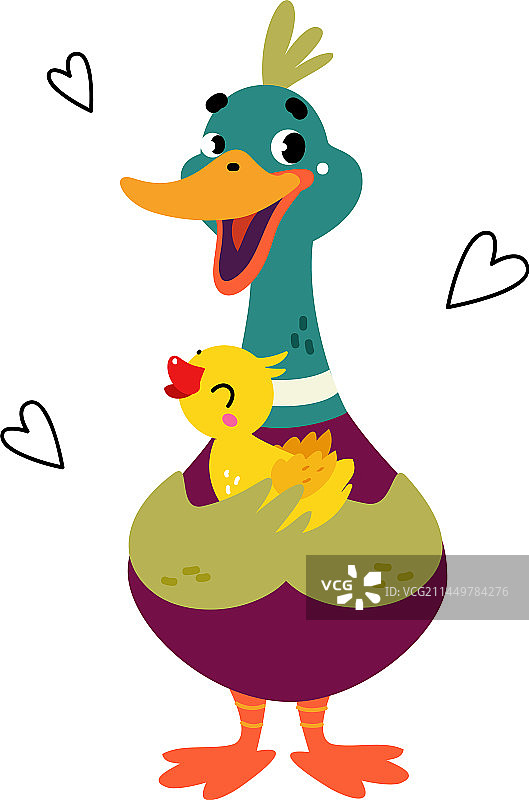 拿着小鸭子的滑稽鸭子图片素材