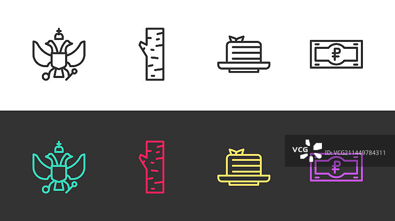 俄罗斯国徽和白桦树图片素材