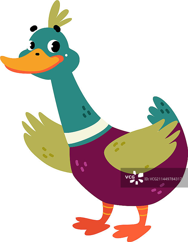 有趣的戏水鸭站立挥手图片素材