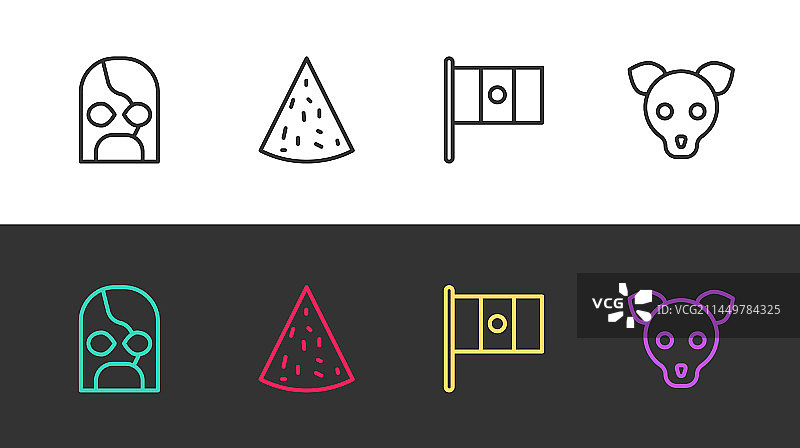 墨西哥摔跤手、玉米片和墨西哥国旗线条组合图片素材