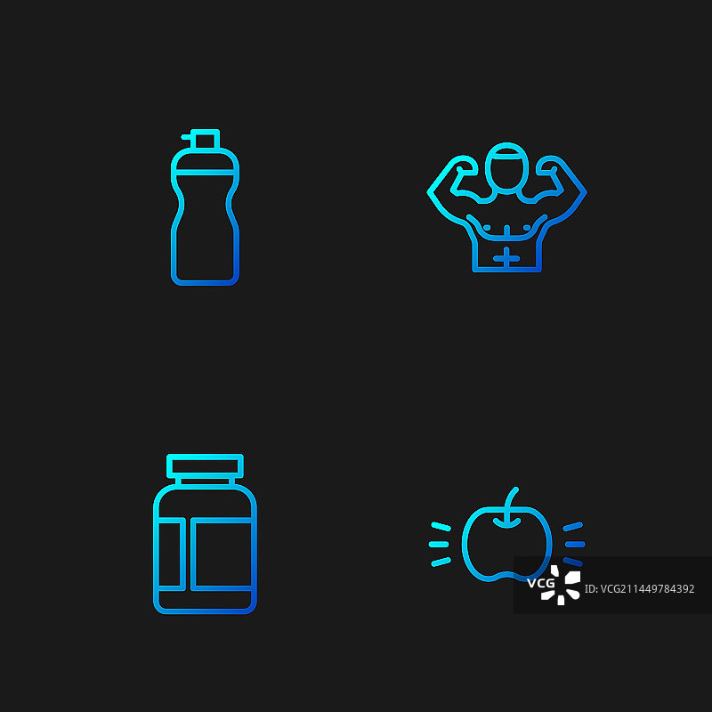 苹果运动营养健身摇摇杯线条图片素材