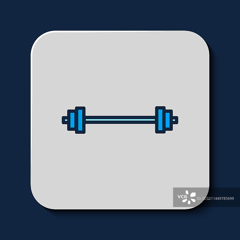 蓝色背景上的杠铃轮廓图标图片素材