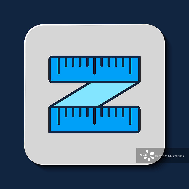 蓝色背景上的卷尺轮廓图标图片素材