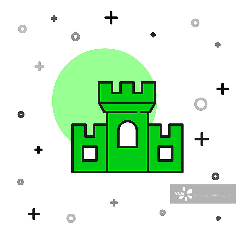 白色背景上的城堡轮廓图标图片素材