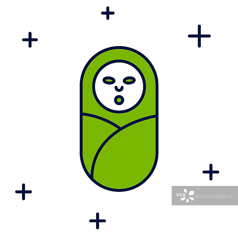 包裹着的新生婴儿轮廓图标图片素材