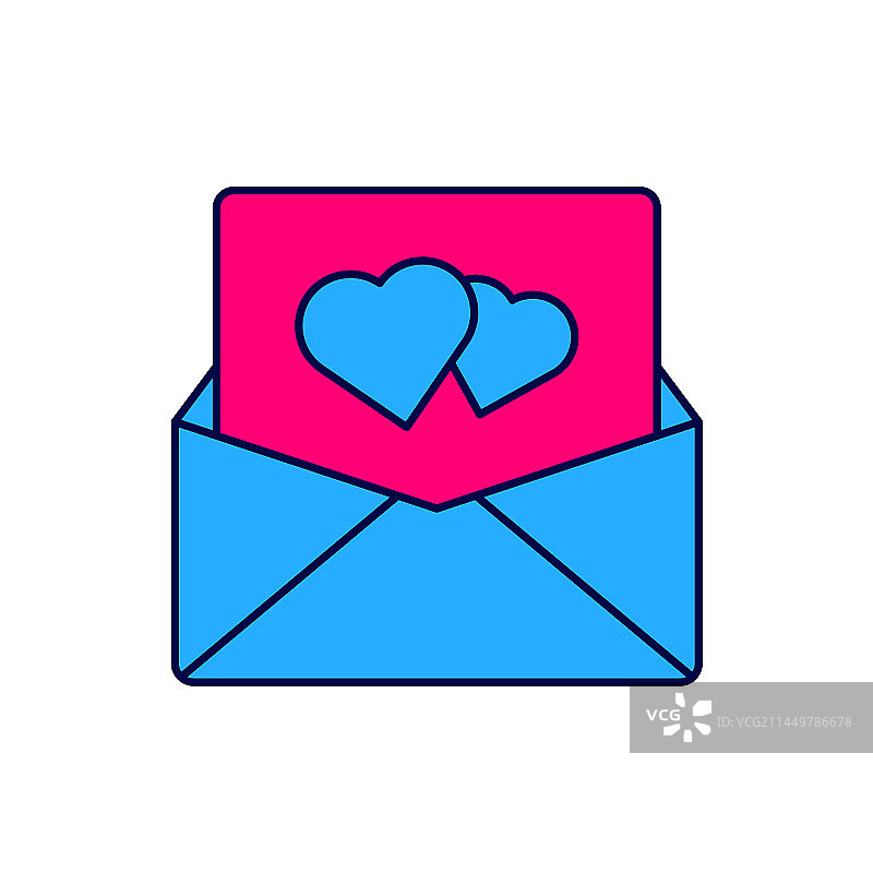 带轮廓的情人节爱心信封图标图片素材
