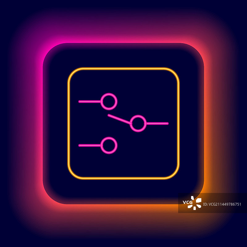 电子电路中的发光霓虹灯开关图片素材