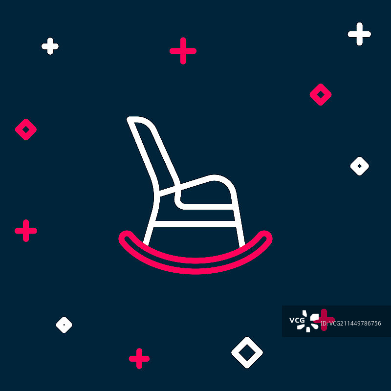 蓝色背景上的摇椅图标线条图片素材