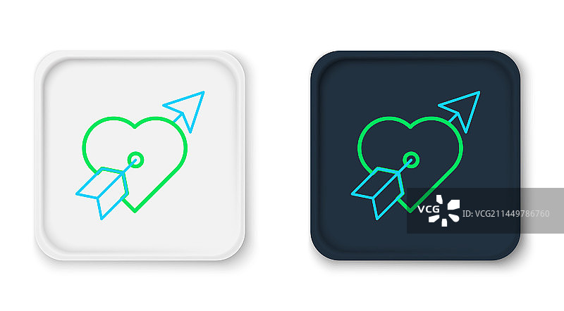 丘比特之箭爱心线性图标图片素材