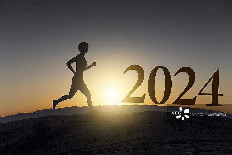 2024奔跑希望阳光努力图片素材