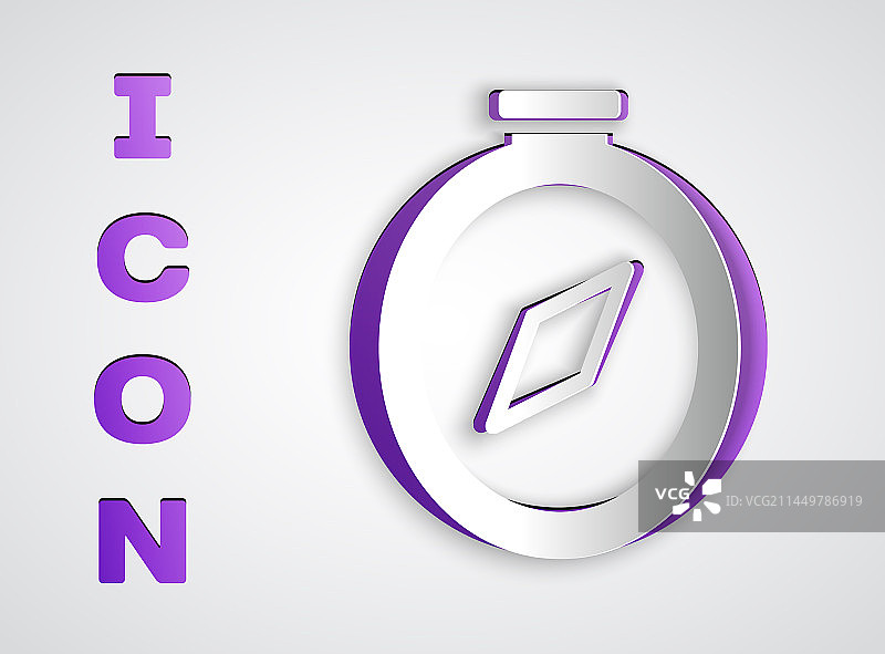 灰色背景上的剪纸风格指南针图标图片素材