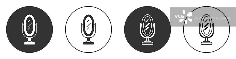 白色背景上的黑色镜子图标图片素材