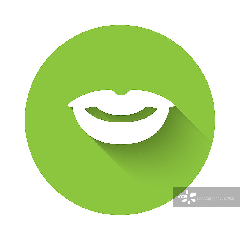 带有长阴影的白色微笑嘴唇图标图片素材