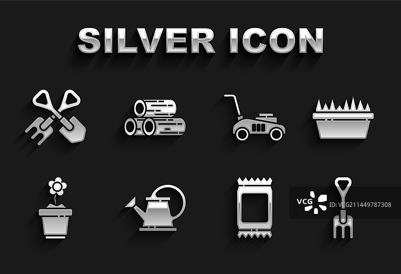 浇水壶新鲜草地矩形花园套装图片素材