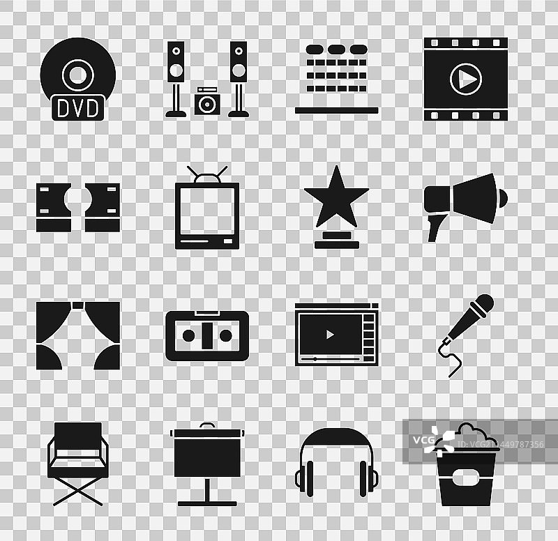 电影院爆米花麦克风扩音器组合图片素材