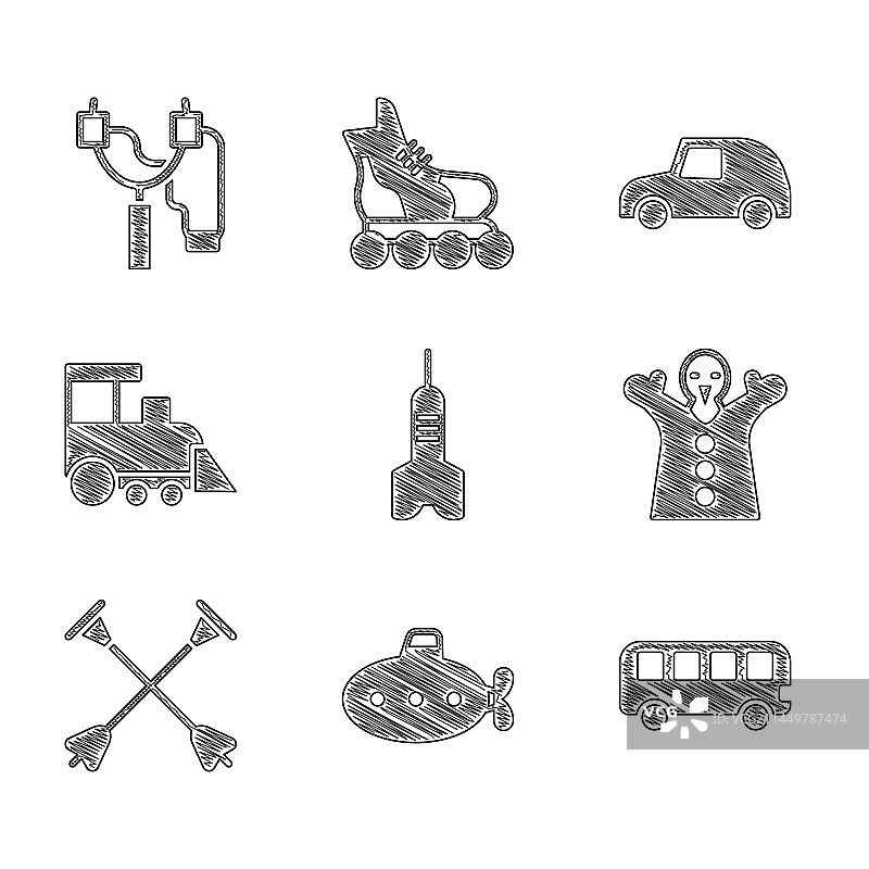 飞镖箭头玩具巴士潜水艇木偶套装图片素材