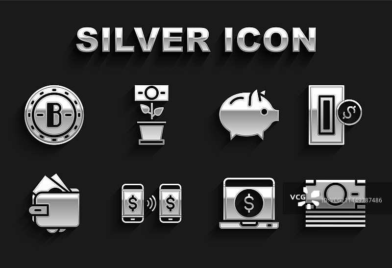 金钱支付转账与投币堆叠图片素材