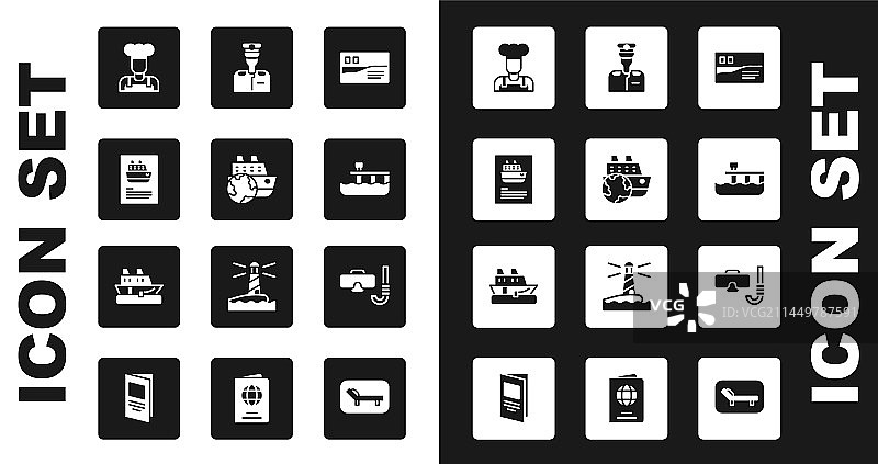 邮轮、厨师、海滩、码头旅行明信片合集图片素材