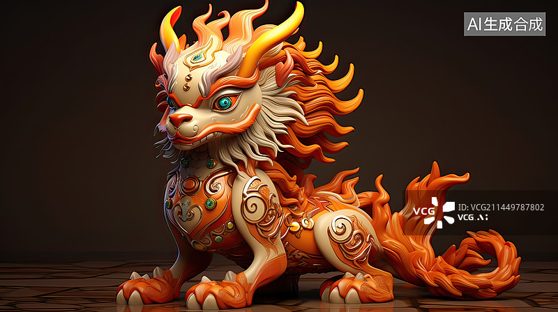 【AI数字艺术】麒麟，雕刻画风的产物图片素材