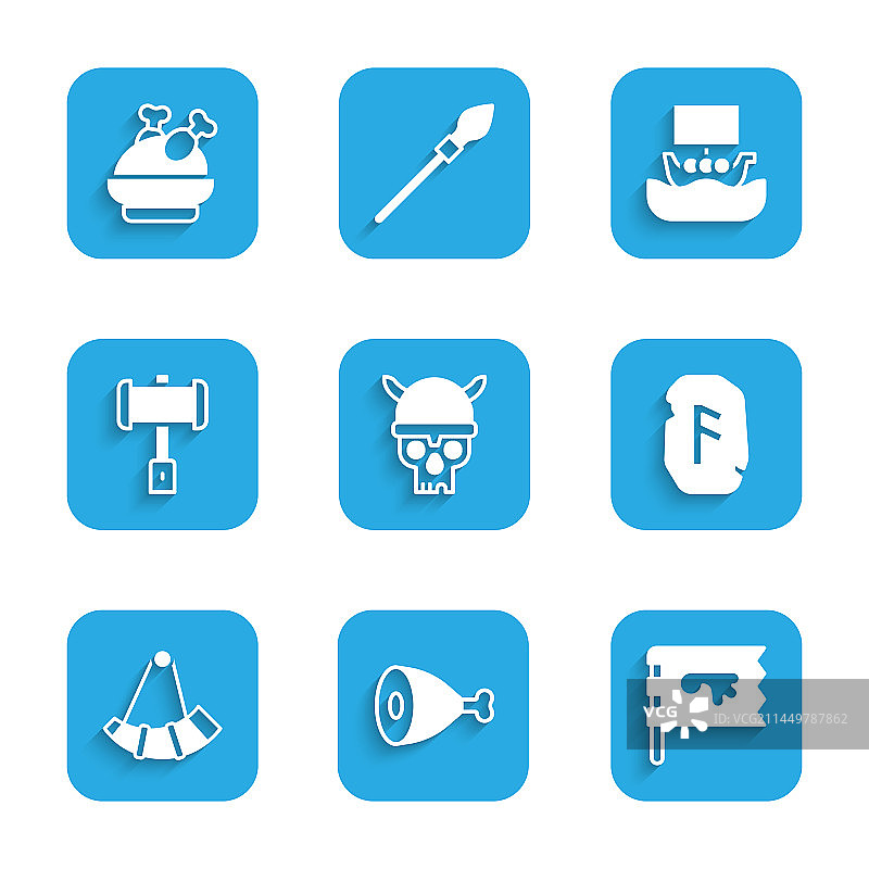 骷髅维京头盔鸡腿素材图片素材