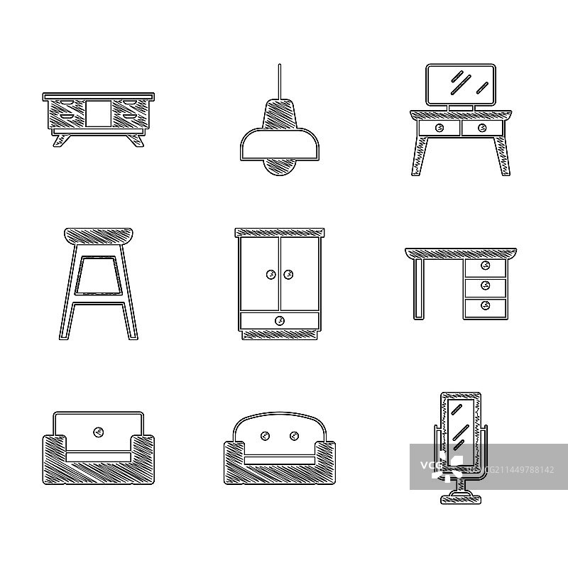 衣柜扶手椅落地镜图片素材