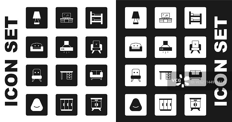 双层床、厨房抽油烟机、扶手椅素材图片素材