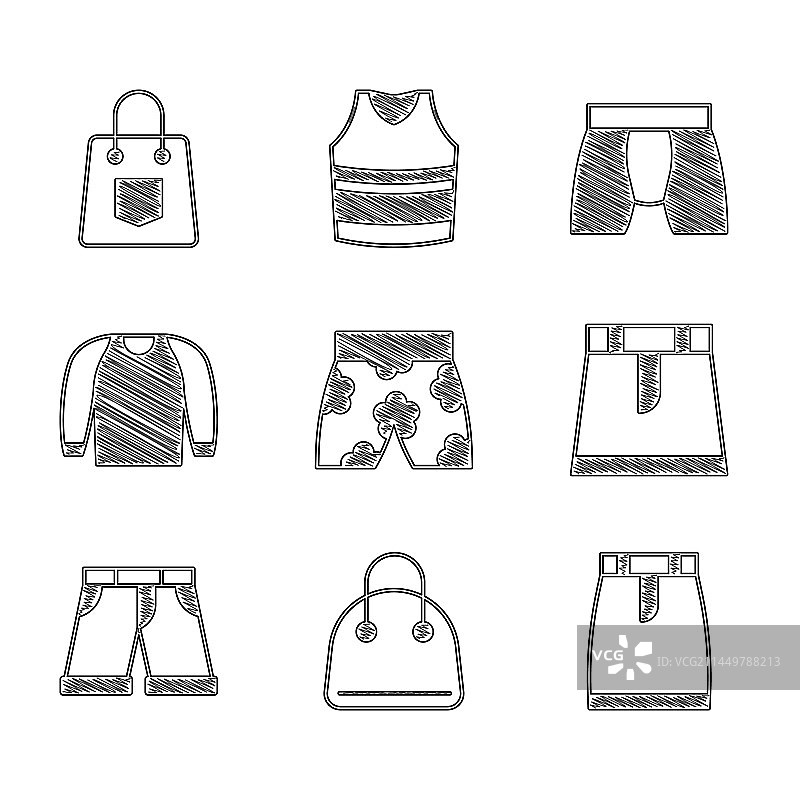 泳裤、手提包、短裙或短裤图片素材