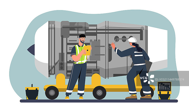 航空工程师与发动机概念图片素材