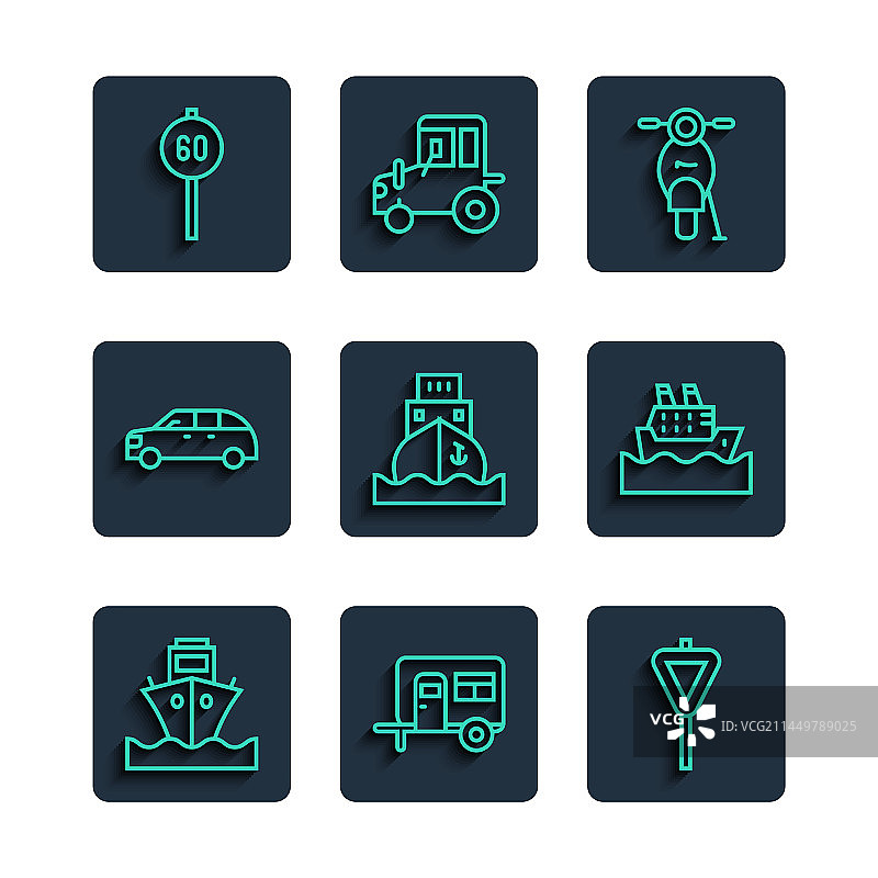 货船、房车露营拖车路线图片素材