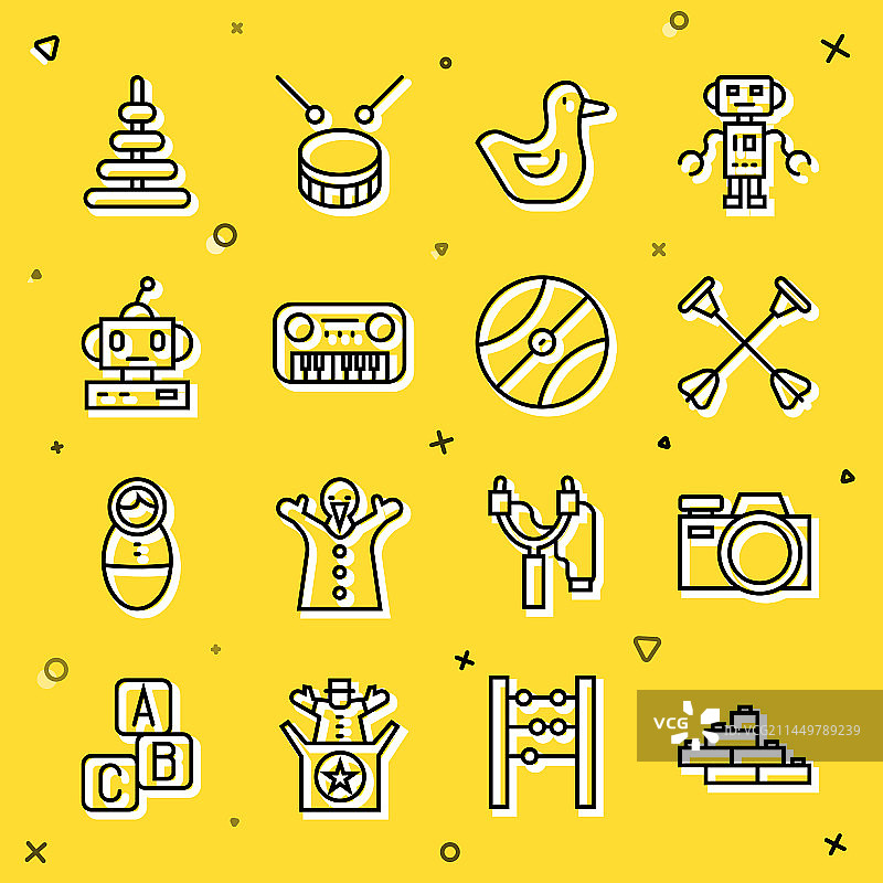 线条积木照相机图标图片素材