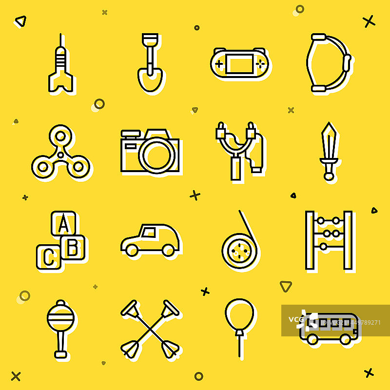 公交车玩具、算盘、剑、便携式视频图片素材