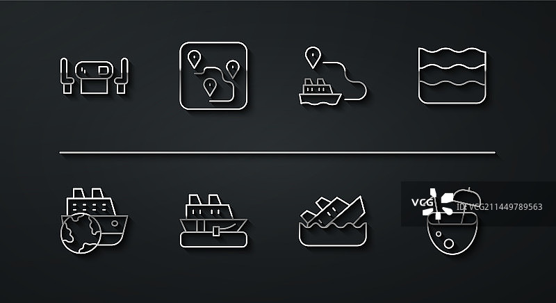 扑克桌、游轮、海浪沉没场景图片素材