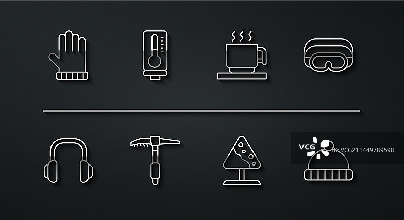 圣诞手套冬季耳机滑雪线条设计图片素材