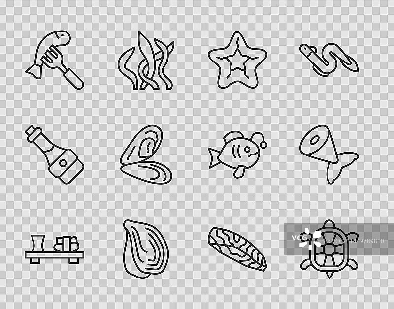 砧板上的寿司拼盘与海龟、海星图片素材