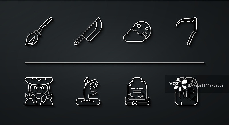 女巫扫帚、镰刀、墓碑图片素材