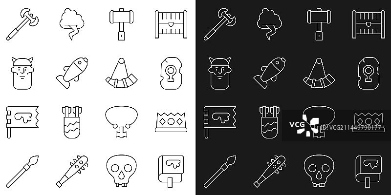 维京书国王王冠魔法符文线条图片素材