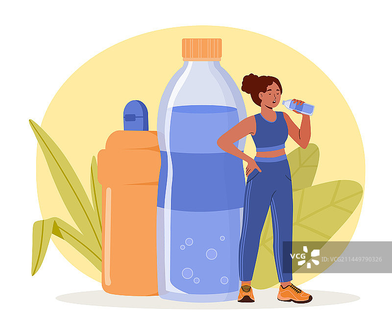 女孩喝水概念图片素材