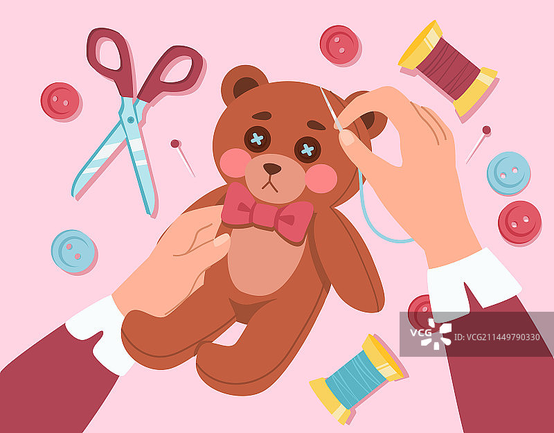 女孩和泰迪熊概念图片素材